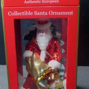 Costco 2008 Glass Santa Ornament Made In Poland European Glass